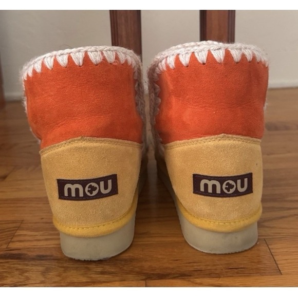 MOU Eskimo‎ Women's Sheepskin Boots RARE & Fun Yellow/ Orange Size 38 Eu 7.5 US - Picture 3 of 8